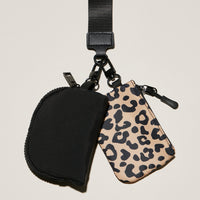 Fabric Dual Pouch Wristlet Wallet — Keychain Holder