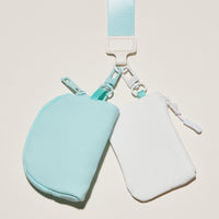 Fabric Dual Pouch Wristlet Wallet — Keychain Holder