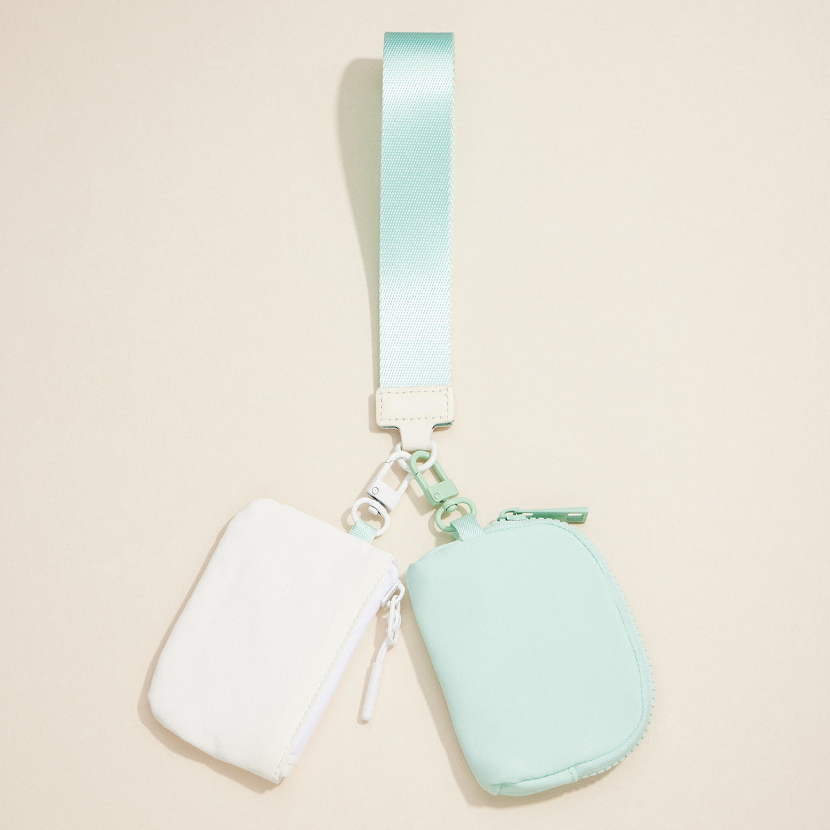 Dual Pouch Wristlet Keychain Wallet – Compact Zipper Coin & Card Holder