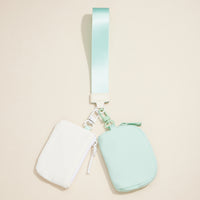 Dual Pouch Wristlet Keychain Wallet – Compact Zipper Coin & Card Holder