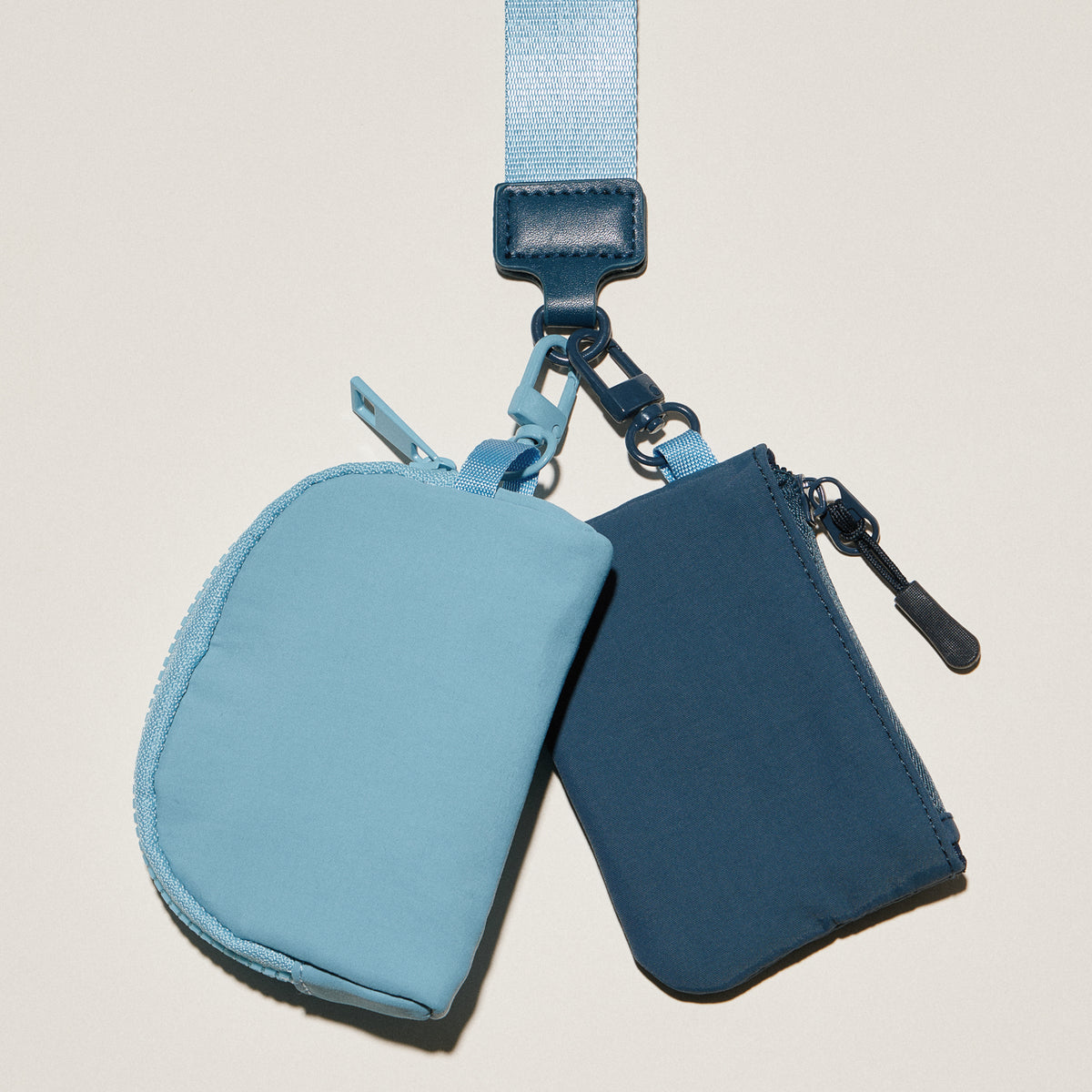 Fabric Dual Pouch Wristlet Wallet — Keychain Holder