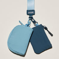 Fabric Dual Pouch Wristlet Wallet — Keychain Holder