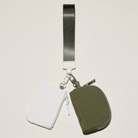 Fabric Dual Pouch Wristlet Wallet — Keychain Holder