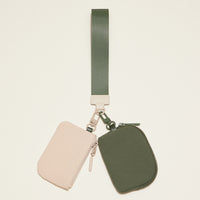 Dual Pouch Wristlet Keychain Wallet – Compact Zipper Coin & Card Holder