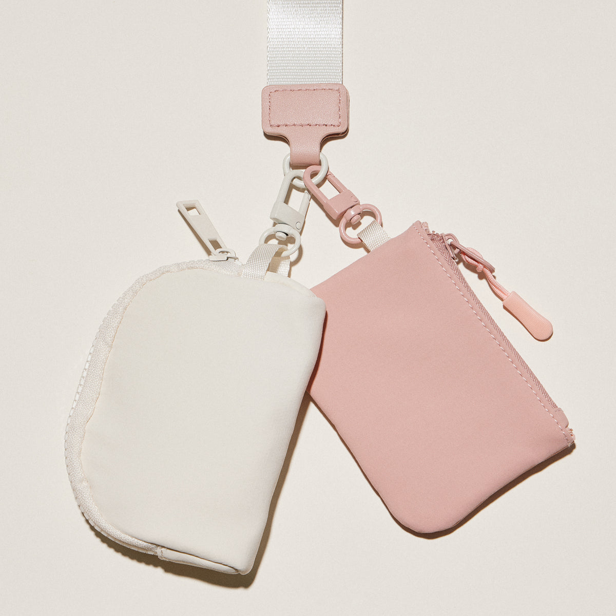 Fabric Dual Pouch Wristlet Wallet — Keychain Holder