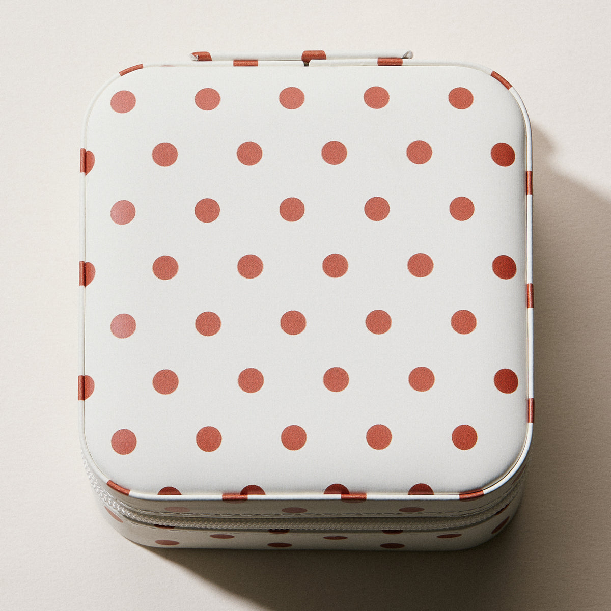 Polka Dot Travel Jewelry Case Organizer – Compact Zipper Jewelry Storage Box for Rings, Earrings & Necklaces