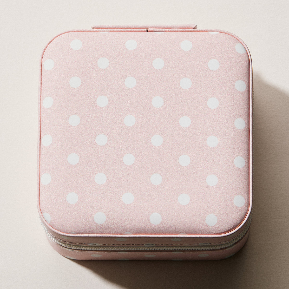 Polka Dot Travel Jewelry Case Organizer – Compact Zipper Jewelry Storage Box for Rings, Earrings & Necklaces