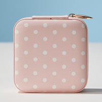Polka Dot Travel Jewelry Case Organizer – Compact Zipper Jewelry Storage Box for Rings, Earrings & Necklaces