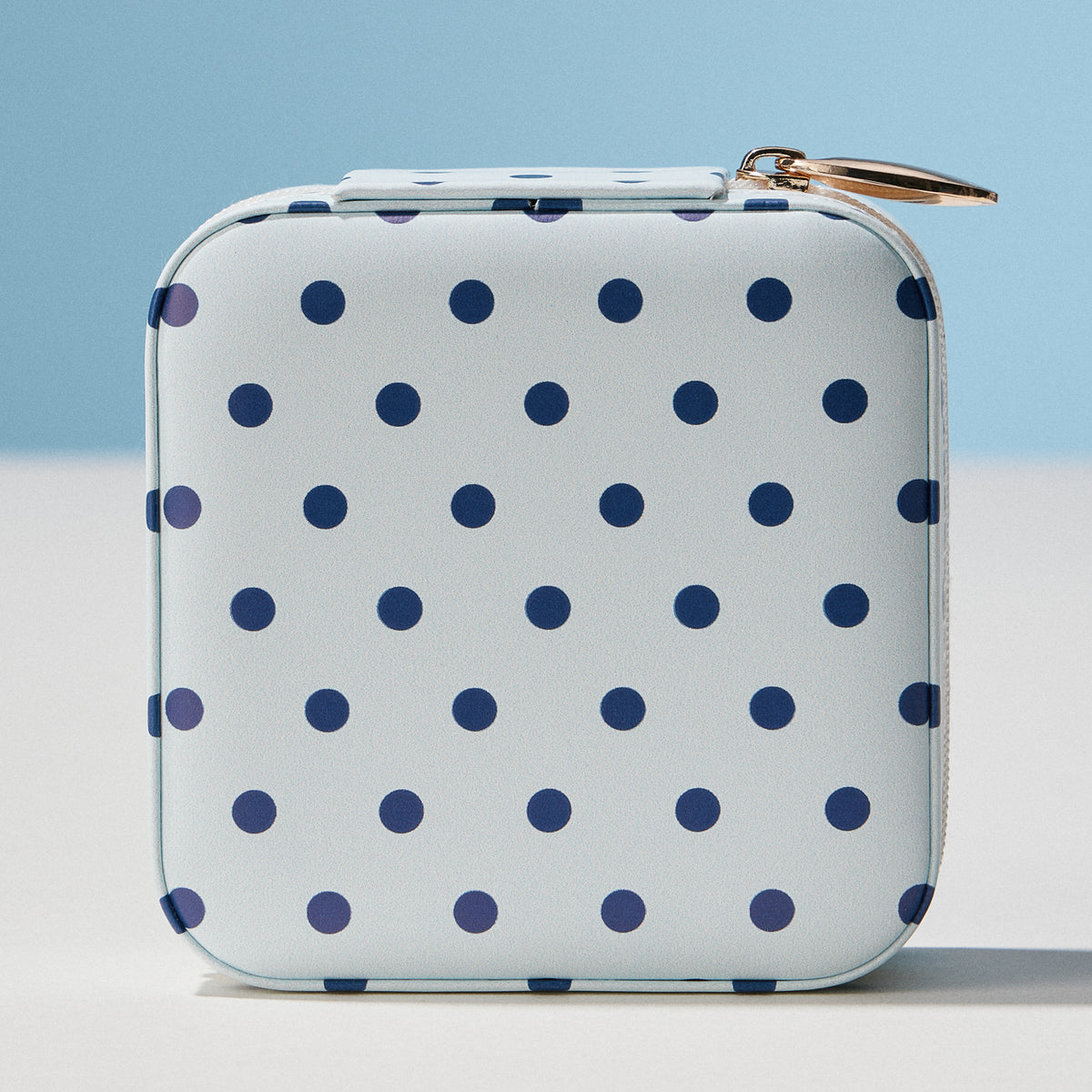 Polka Dot Travel Jewelry Case Organizer – Compact Zipper Jewelry Storage Box for Rings, Earrings & Necklaces