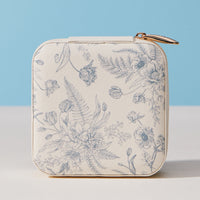 Floral Travel Jewelry Case Organizer – Compact Zipper Jewelry Storage Box with Gold Zipper