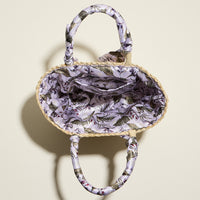 Raffia Mini Tote Bag with Floral Scarf Handles – Summer Beach & Resort Handbag