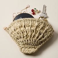 Seashell Raffia Coin Pouch