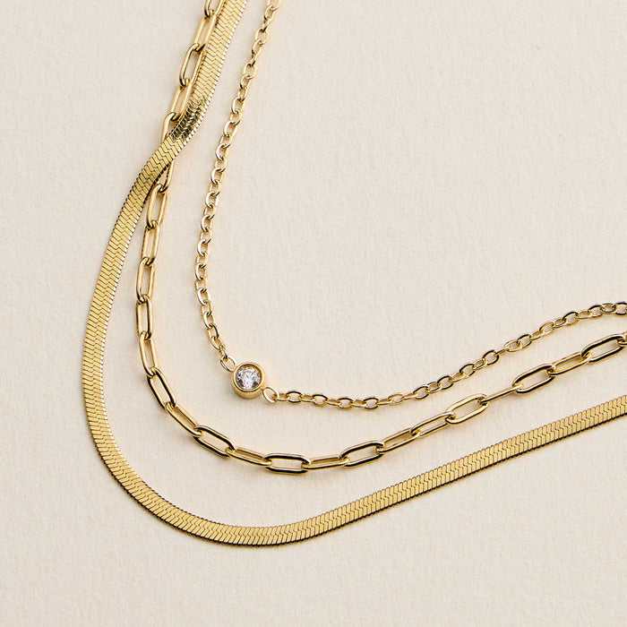 Layered Chain Bracelet for Women – Gold or Silver Tone Multi-Chain Bracelet with CZ Charm