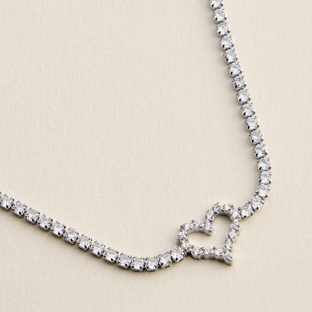 Heart Tennis Bracelet for Women – CZ Diamond Pavé Heart Charm Bracelet