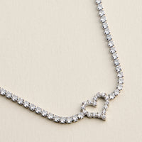 Heart Tennis Bracelet for Women – CZ Diamond Pavé Heart Charm Bracelet