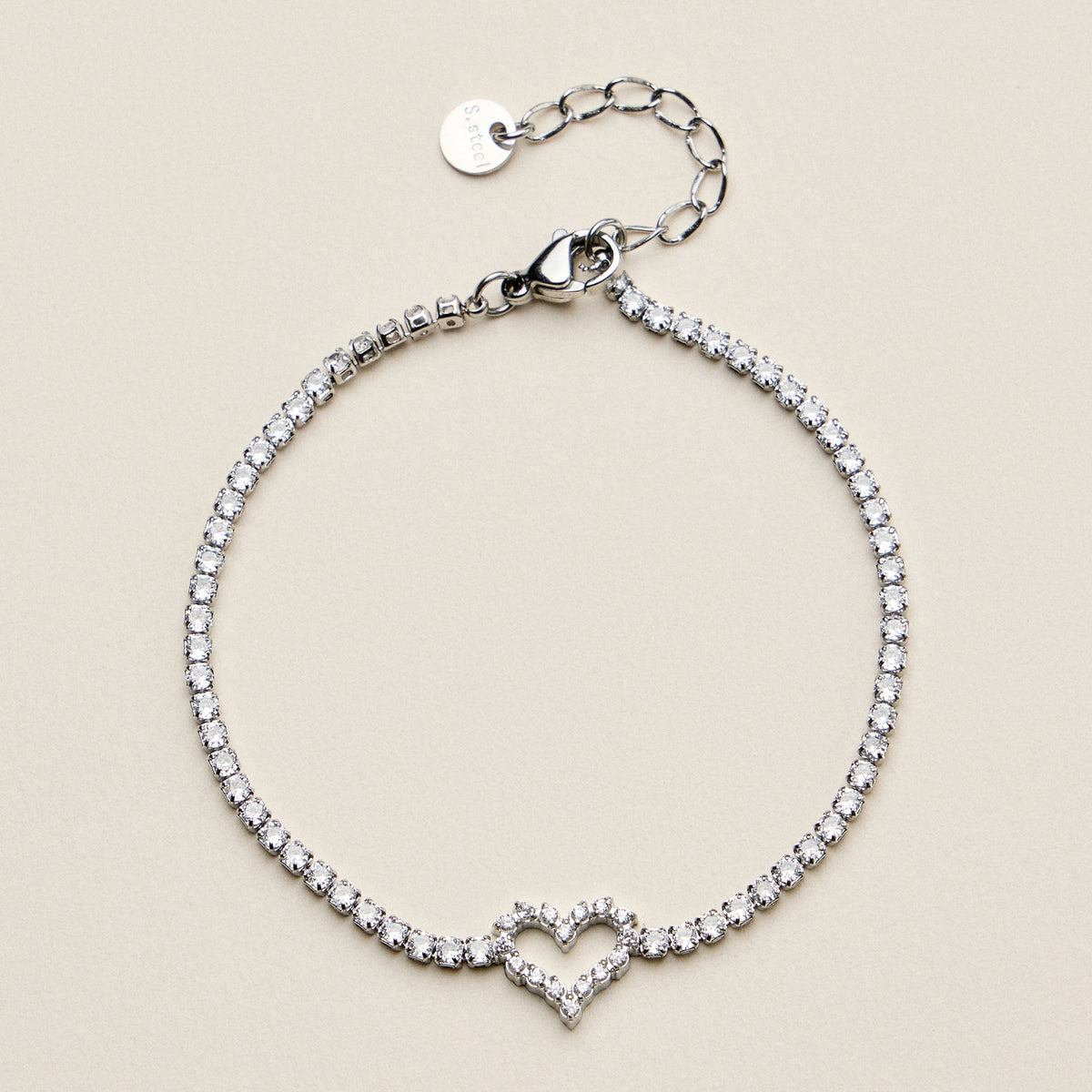 Heart Tennis Bracelet for Women – CZ Diamond Pavé Heart Charm Bracelet