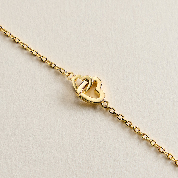 Interlocking Heart Bracelet – 14K Gold Dipped Dainty Chain especially made in Korea