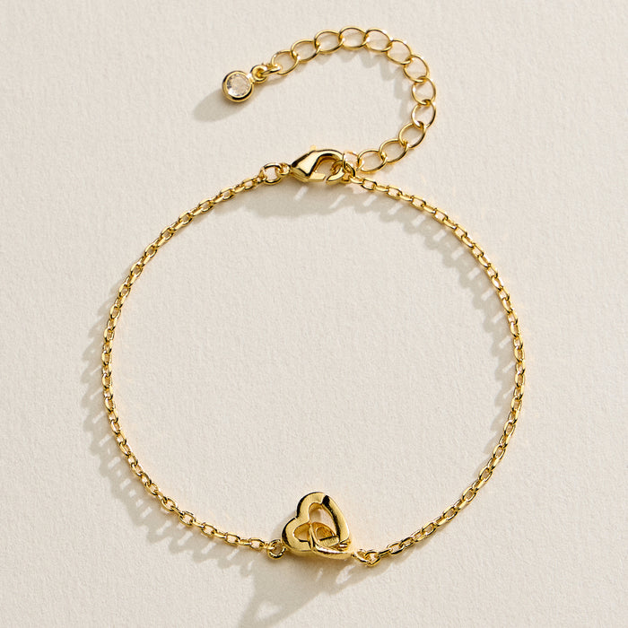 Interlocking Heart Bracelet – 14K Gold Dipped Dainty Chain especially made in Korea