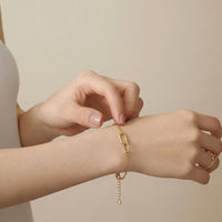 18K Gold Filled Link Accent Bracelet