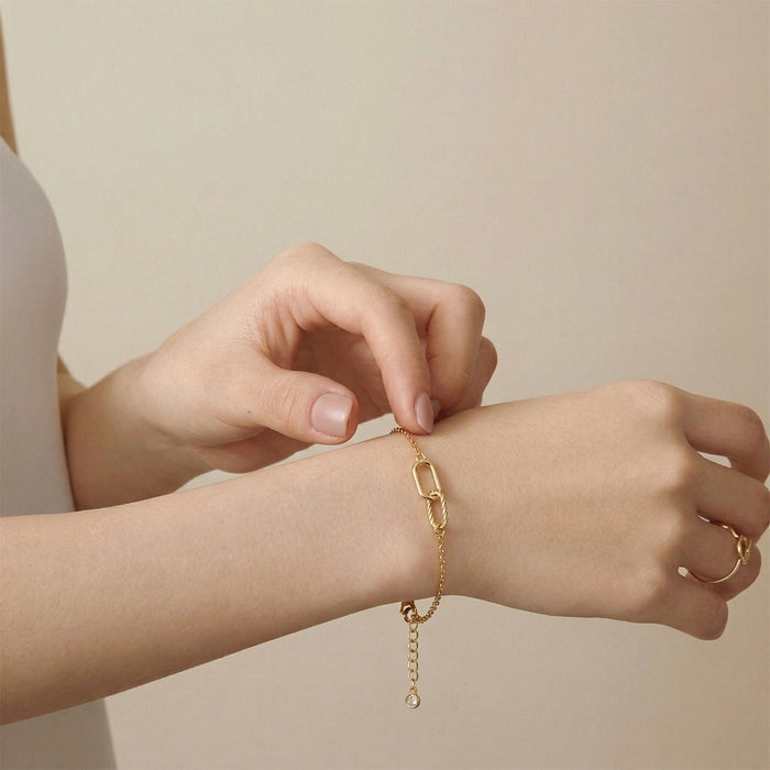 18K Gold Filled Link Accent Bracelet