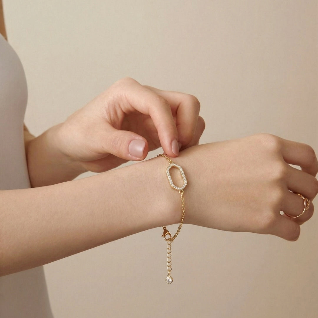 18K Gold Filled Oval CZ Bracelet