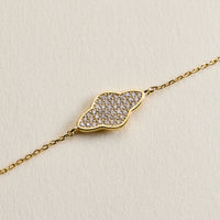 Gold Pave Crystal Cloud Bracelet – Dainty Adjustable Chain Bracelet for Women