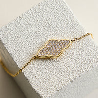 Gold Pave Crystal Cloud Bracelet – Dainty Adjustable Chain Bracelet for Women
