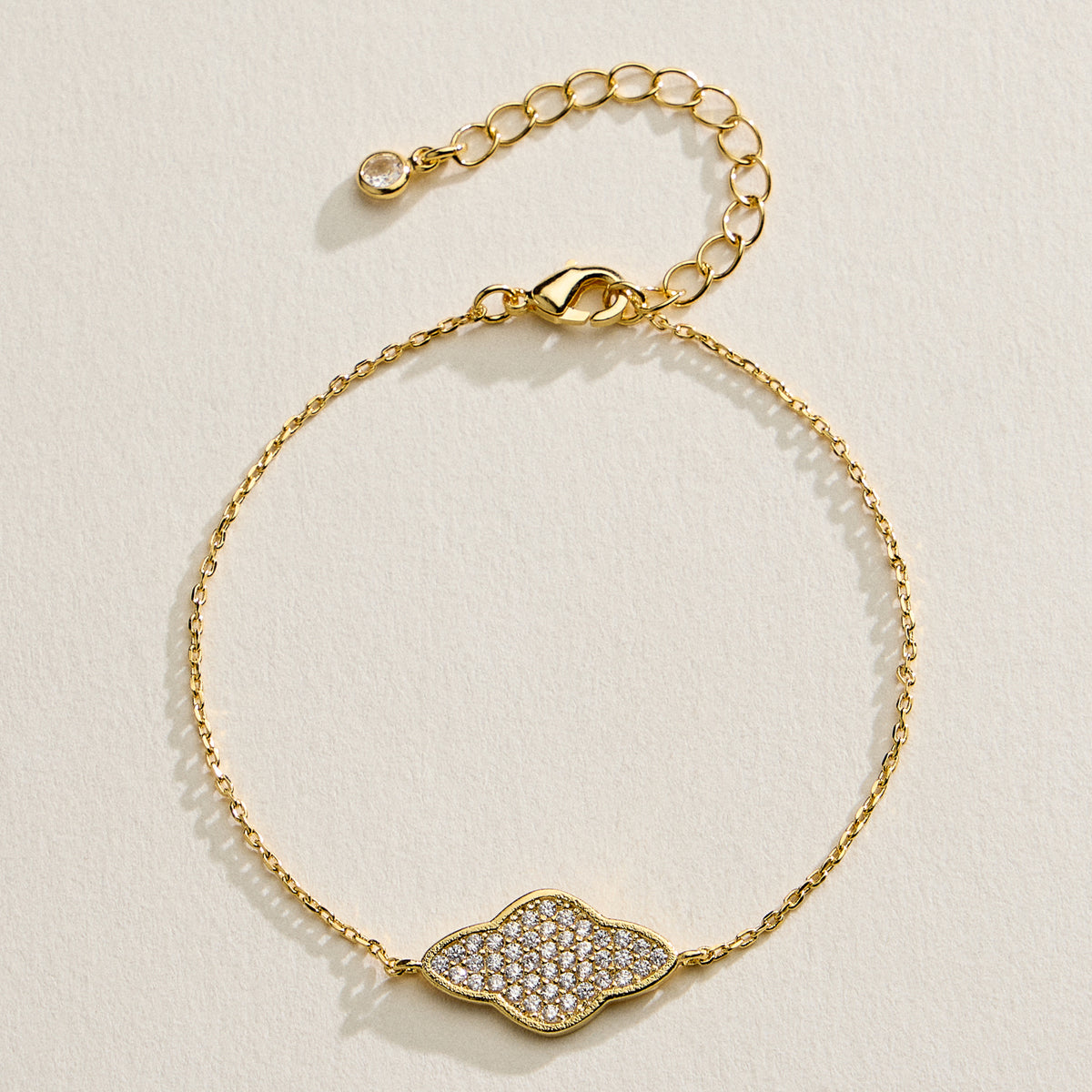 Gold Pave Crystal Cloud Bracelet – Dainty Adjustable Chain Bracelet for Women