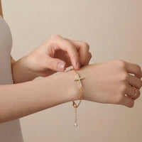 Gold Filled Pavé Cross Chain Bracelet – Dainty