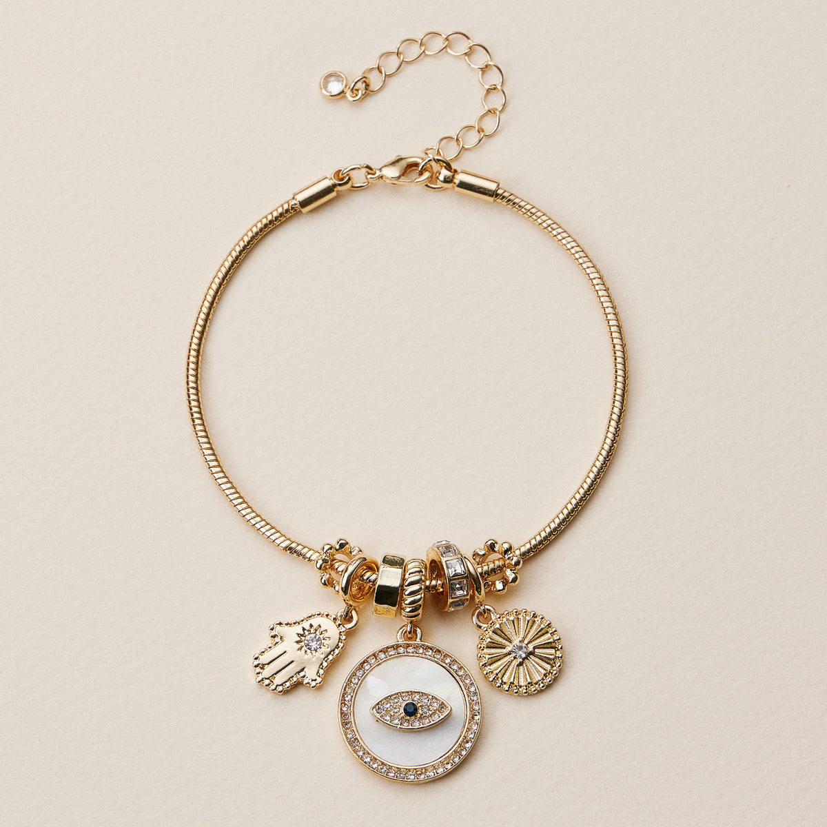 Gold Dipped Multi Charm Bracelet – Symbolic Pendant Collection