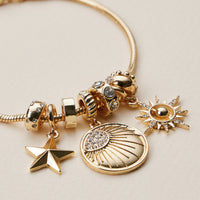 Gold Dipped Multi Charm Bracelet – Symbolic Pendant Collection