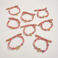 Premium Multicolor Rope Initial Bracelet with Gold Letter Charm – Adjustable Luxury Cord Monogram Bracelet