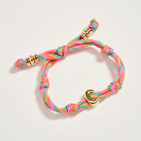 Premium Multicolor Rope Initial Bracelet with Gold Letter Charm – Adjustable Luxury Cord Monogram Bracelet