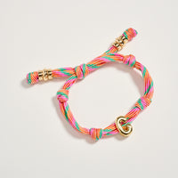 Premium Multicolor Rope Initial Bracelet with Gold Letter Charm – Adjustable Luxury Cord Monogram Bracelet