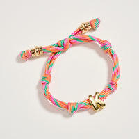 Premium Multicolor Rope Initial Bracelet with Gold Letter Charm – Adjustable Luxury Cord Monogram Bracelet