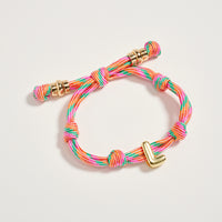 Premium Multicolor Rope Initial Bracelet with Gold Letter Charm – Adjustable Luxury Cord Monogram Bracelet