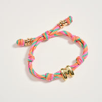 Premium Multicolor Rope Initial Bracelet with Gold Letter Charm – Adjustable Luxury Cord Monogram Bracelet