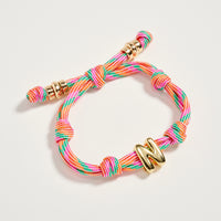 Premium Multicolor Rope Initial Bracelet with Gold Letter Charm – Adjustable Luxury Cord Monogram Bracelet