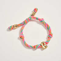 Premium Multicolor Rope Initial Bracelet with Gold Letter Charm – Adjustable Luxury Cord Monogram Bracelet