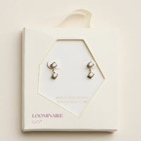 Stainless Steel Gold Round Drop Stud Earrings – Minimal CZ Dangle