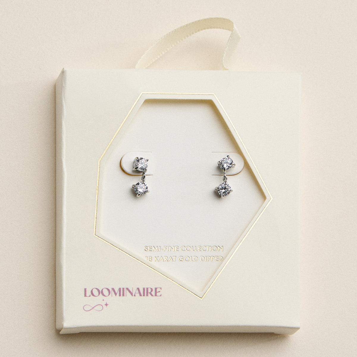 Stainless Steel Gold Round Drop Stud Earrings – Minimal CZ Dangle