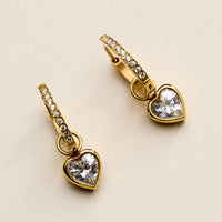 Stainless Steel CZ Heart Charm Huggie Hoop Earrings – Minimal Sparkle