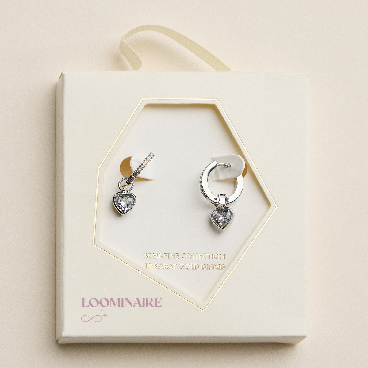 Stainless Steel CZ Heart Charm Huggie Hoop Earrings – Minimal Sparkle