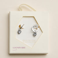 Stainless Steel CZ Heart Charm Huggie Hoop Earrings – Minimal Sparkle