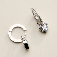 Stainless Steel CZ Heart Charm Huggie Hoop Earrings – Minimal Sparkle