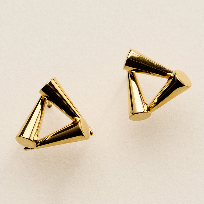 Stainless Steel Geometric Triangle Stud Earrings – Modern Minimal Design