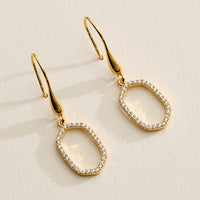 Gold Filled Pavé Oval Drop Earrings – Dainty