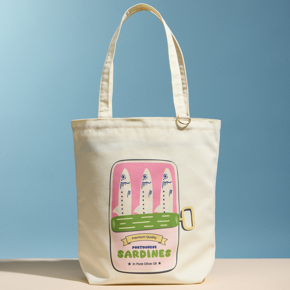 Sardines Canvas Tote Bag – Zippered Beach & Everyday Shopping Tote