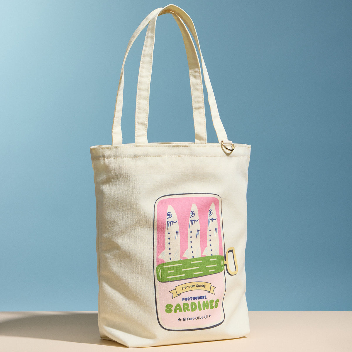 Sardines Canvas Tote Bag – Zippered Beach & Everyday Shopping Tote