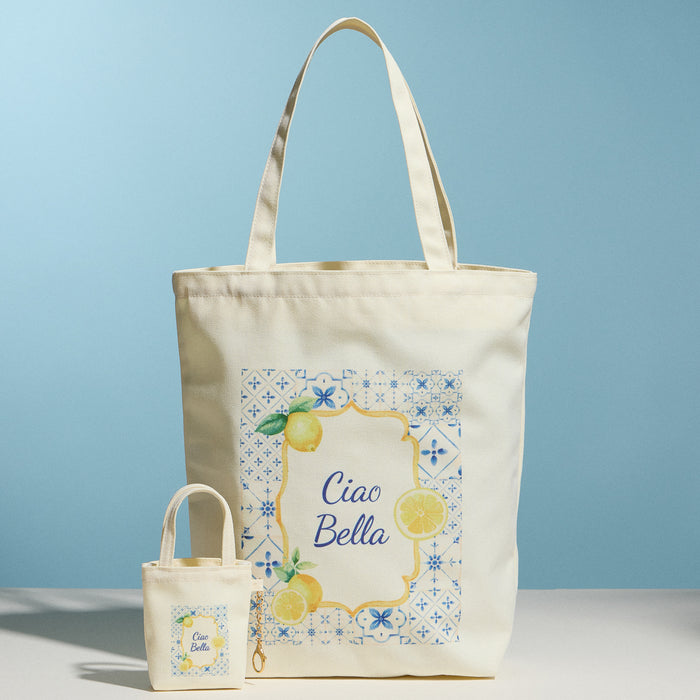 Canvas Mediterranean Tote Bag — Lemon Print